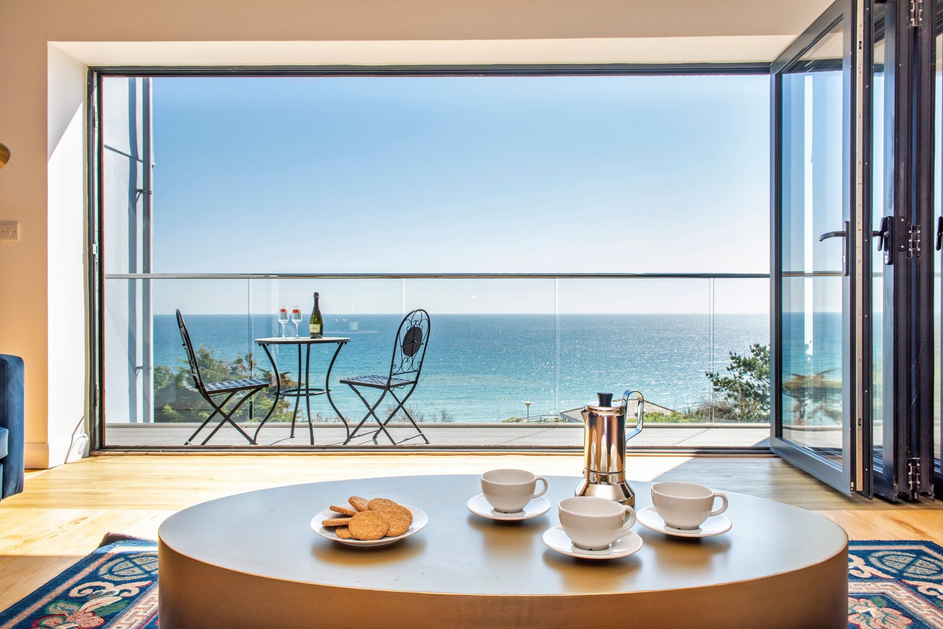 Sea view from luxury property bi-fold doors